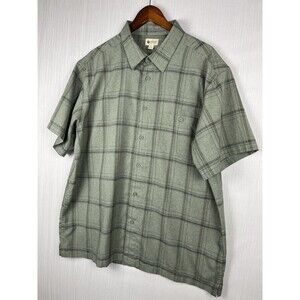 Haggar Short Sleeve Button Down Shirt Mens XL Green Plaid